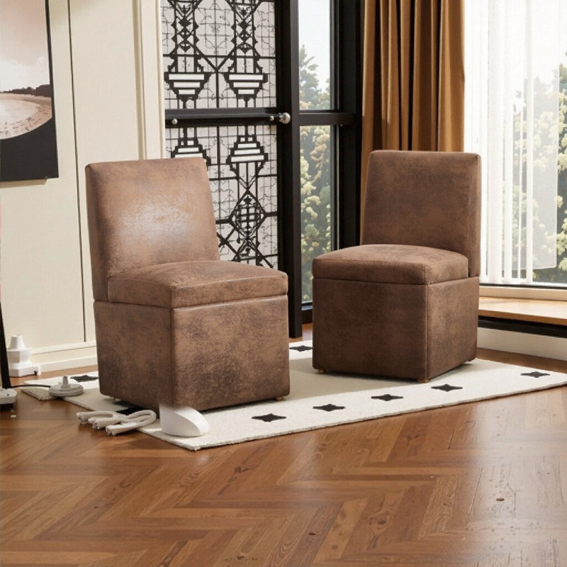 Ensemble de 2 chaises de salle à manger pivotantes avec rangement à 360 ° et rangement caché