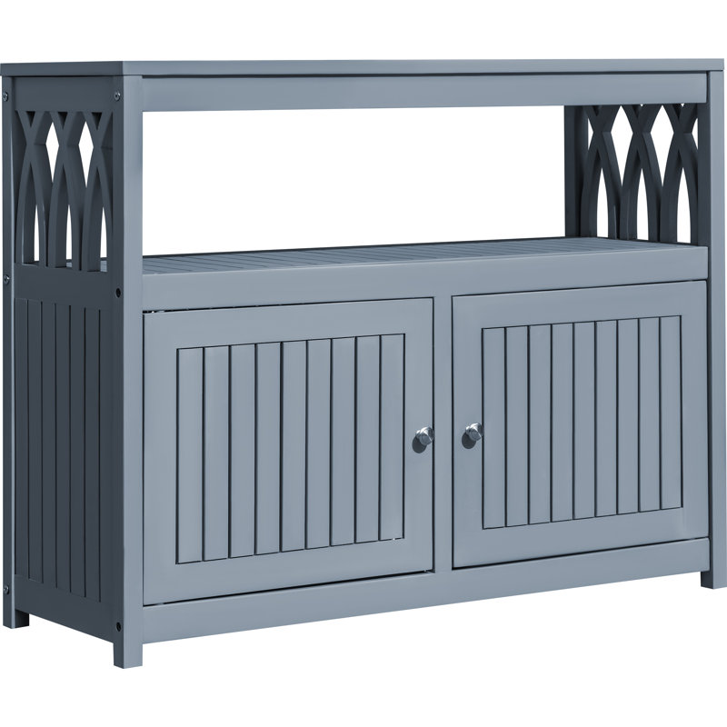 Solid Wood Cabinet Deck Box, Gray