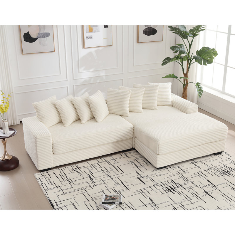 Zinia Upholstered 111'' Sofa & Chaise, Beige