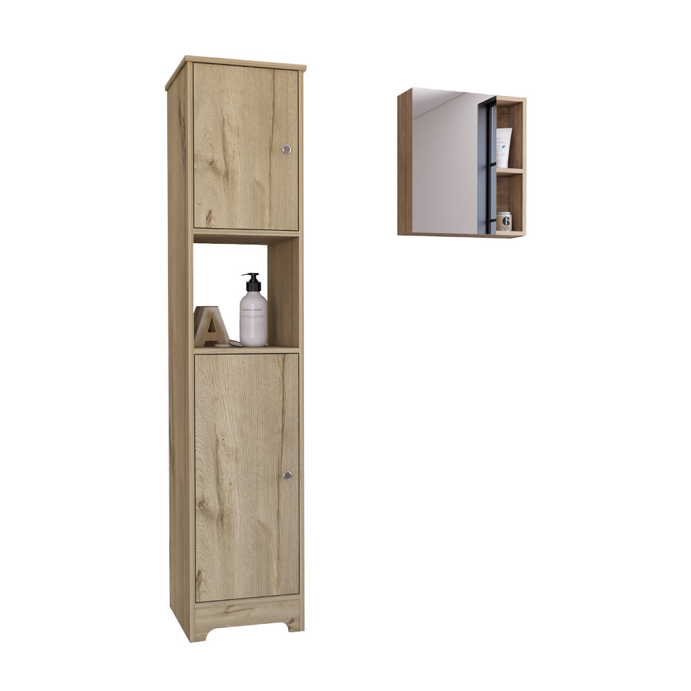 Tuhome Labelle Medicine Cabinet with Mirror Weathered Oak