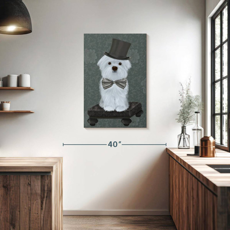 Brampt Maltese With Top Hat, 36" H x 24" W