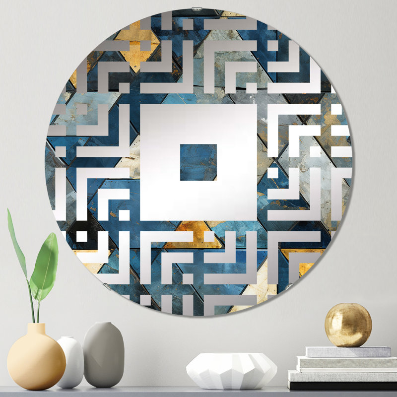 Rustic Cobalt Triangle Symphony - Miroir mural carré, 23,6 po x 23,6 po