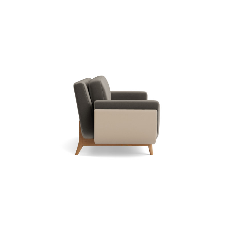 Regatta 100 Sofa, Velvet - Graphite/Greenwich Leather - Taupe, Natural