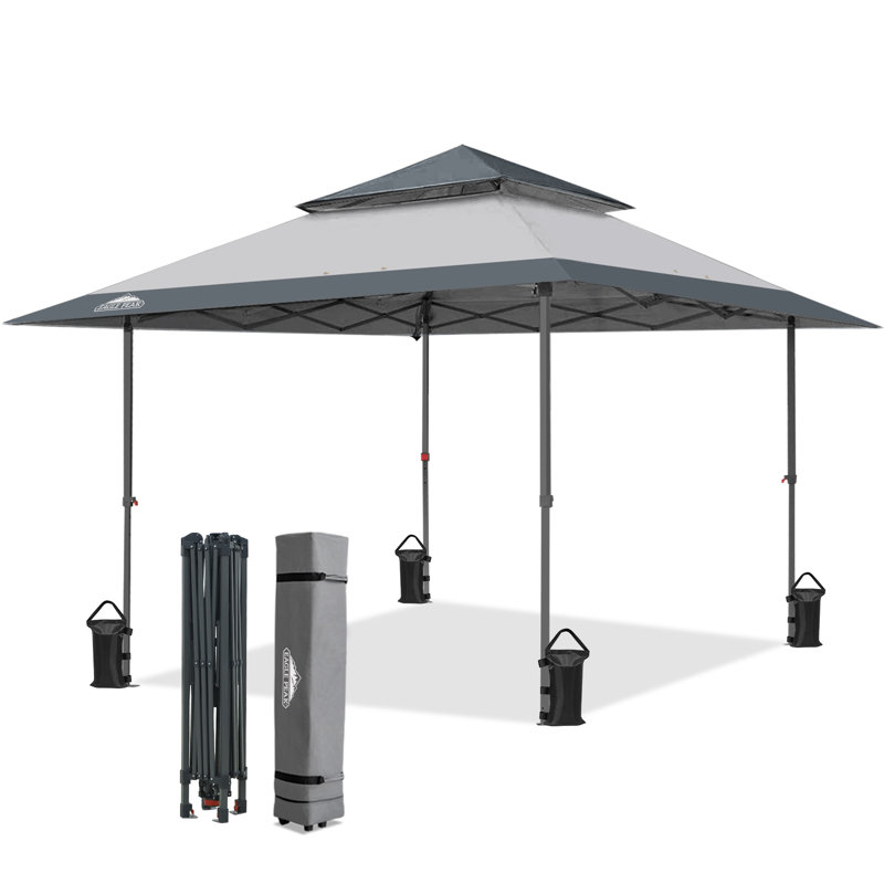 Pavillon escamotable 13 pi L 13 pi. Auvent d'extérieur droit en acier D, Gris clair
