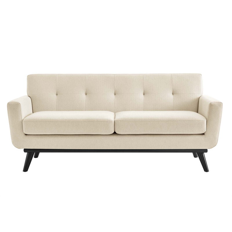 Modway Engage Herringbone Fabric Loveseat, Beige Fabric