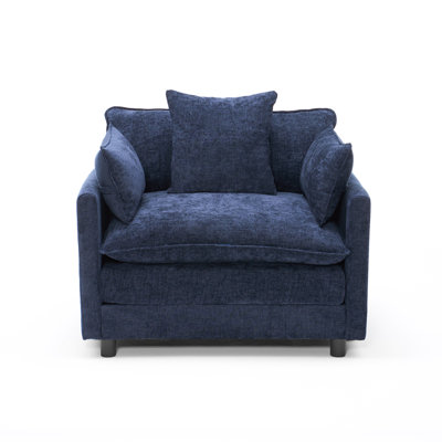 108" L Shaped Modern Sofa Modular Sectional Cloud Couch with Ottoman, 4-Seat Chenille Deep Seat Sofa with Pillow for Living Room, Bedroom and Apartment