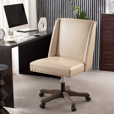Upholstered Swivel Task Chair with Nailhead Trim