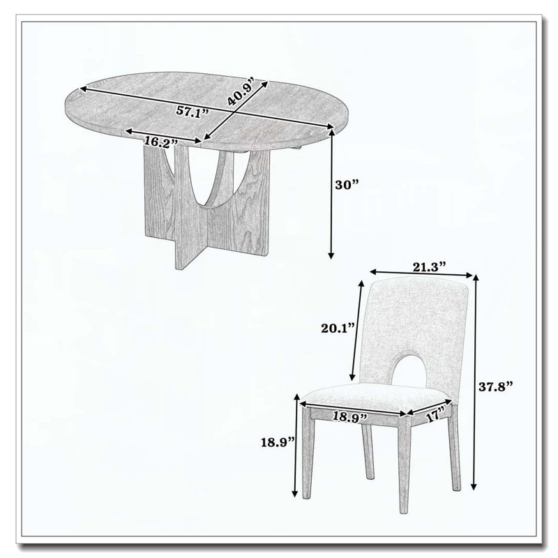 Ensemble de table de salle à manger moderne extensible avec chaises, Noyer/blanc