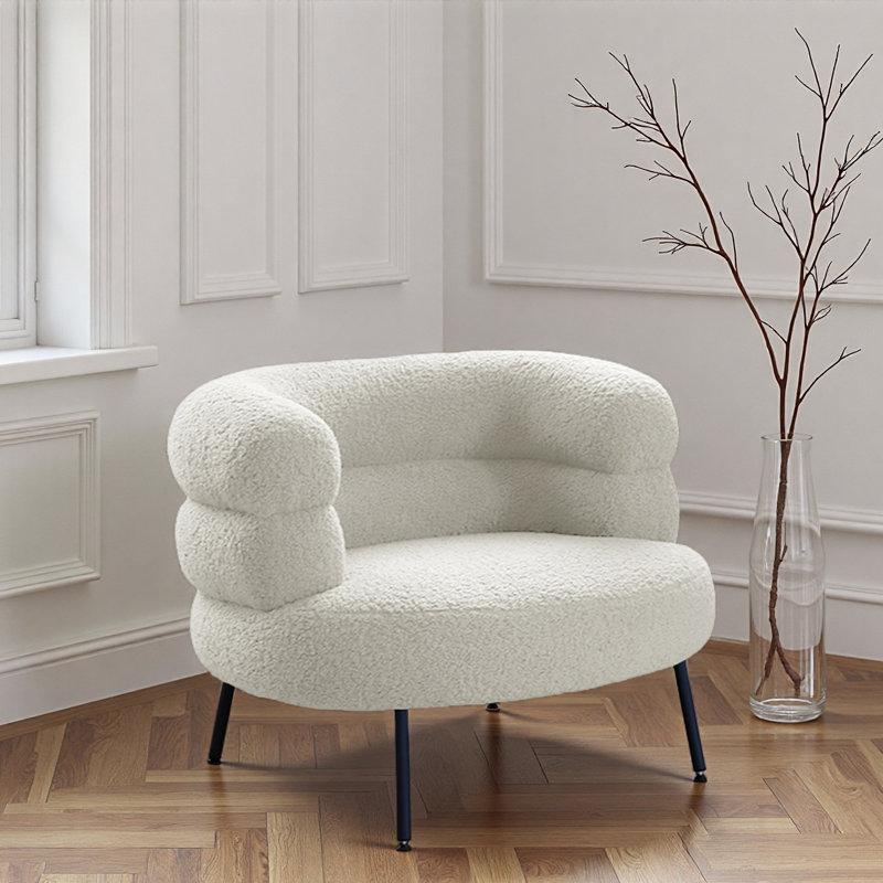 Fauteuil de loisir rétro en molleton agneau., Blanc