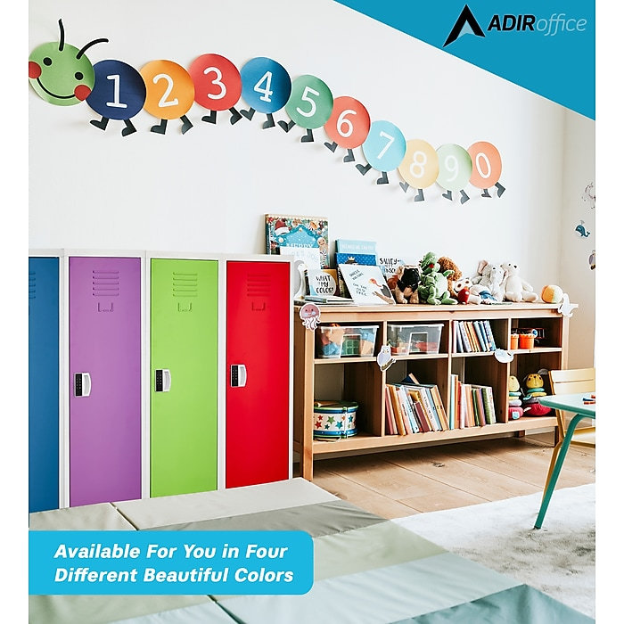 Casier pour enfant à 1 porte en acier 48 po H x 15 po l - Rangement pour les écoles, la salle de sport, la maison - Comprend une tablette, des crochets, une ventilation et un porte-carte - Assemblage facile avec serrure numérique
