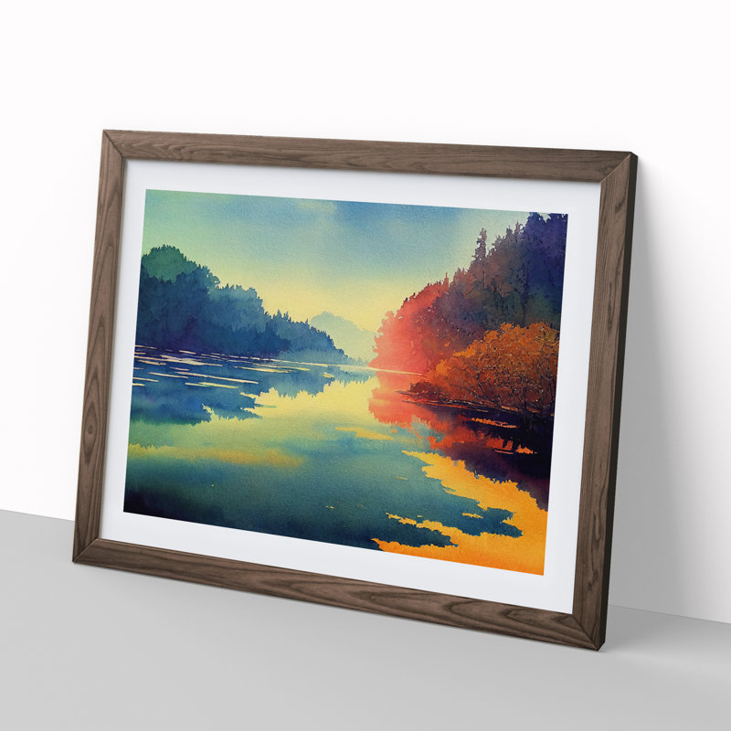 Colourful Forest River Vol.3 - Single Picture Frame Print, Walnut Framed, 25cm H x 34cm W x 2cm D