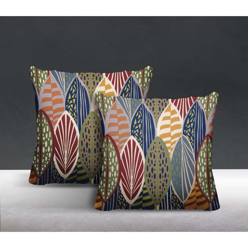 Abstract Outdoor Reversible Throw Pillow, Blue, 15W" x 15H"