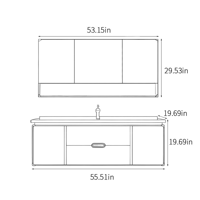 Minimalist Chinese style bathroom cabinet, 19.69" H x 55.51" W x 19.69" D
