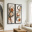 Ensemble de 2 impressions encadrées sur toile, motif abstrait de cercles superposés noirs, gris et orange rouille – 152 x 51 cm (60 x 20 x 2 pouces)-134738982-134738983