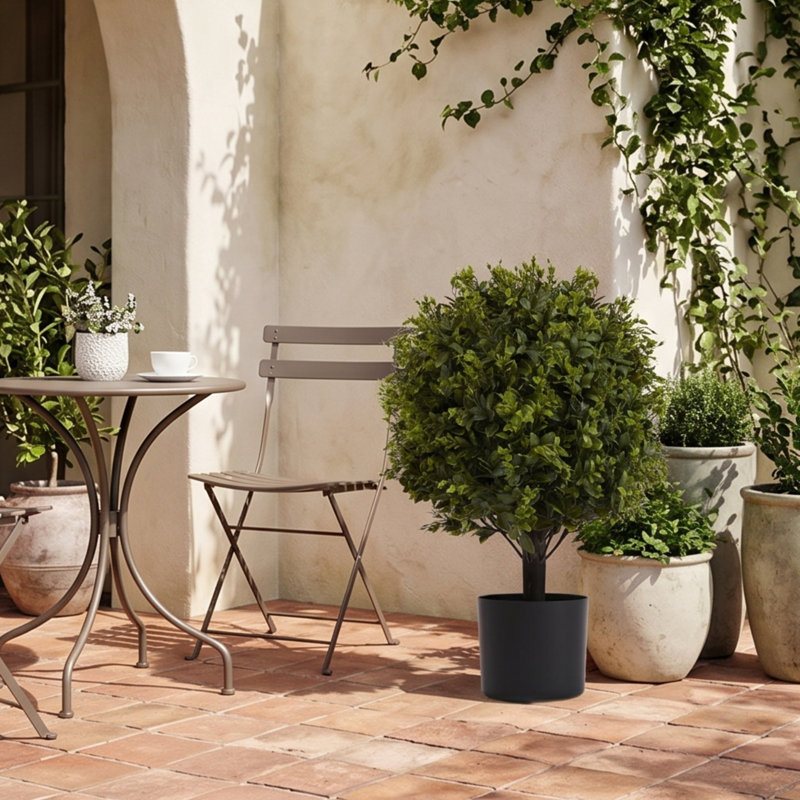Faux plantes de buis, forme de boule, 22 pouces, 2 pièces, H 21,6 po x l 12,6 po