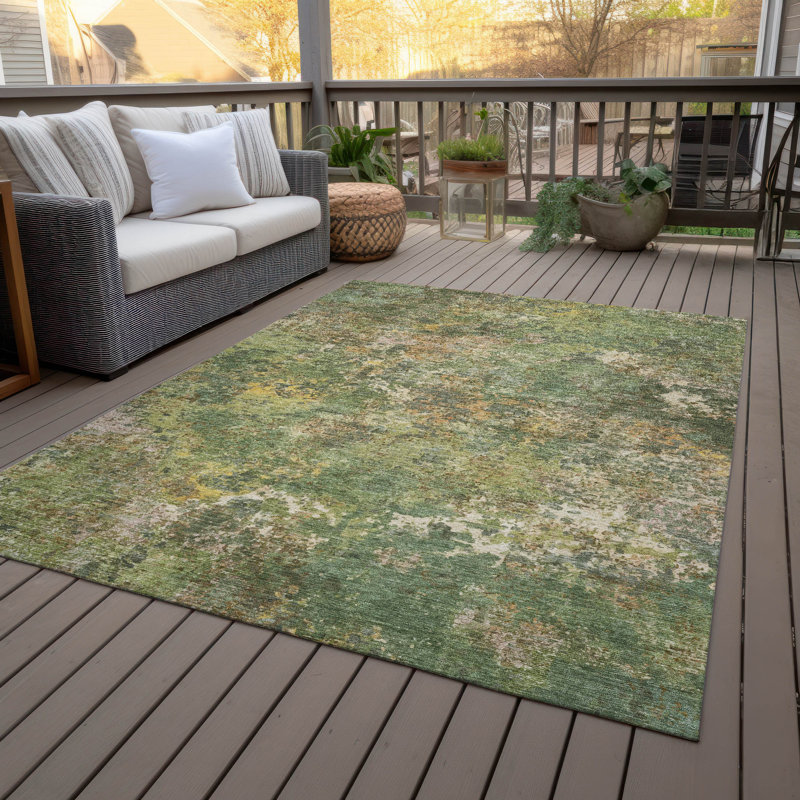Tapis abstrait lavable à la machine intérieur / extérieur ACN2166, Rectangle 2 pi 6 po x 3 pi 10 po