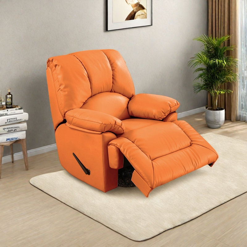 Luxury-Style Wide-armed Reclining Chair, Orange