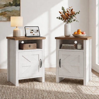 Table d'appoint de style champêtre avec armoire de rangement pour salon