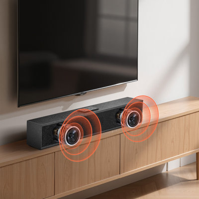 Vevor Sound Bar For Smart Tv, 2.0 Channel, 24-inch Compact Soundbar Tv Speakers For Projector, Bluetooth A In Black