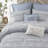 Luxurious 7-piece Blue Polyester Jacquard Bedding Set, Romantic Elegance For Home