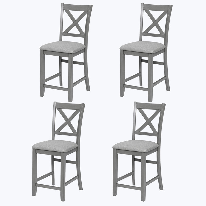 Ensemble de chaises à hauteur de comptoir pour 4 personnes, chaise de cuisine avec siège rembourré, tabouret de bar à hauteur de comptoir pour salle à manger