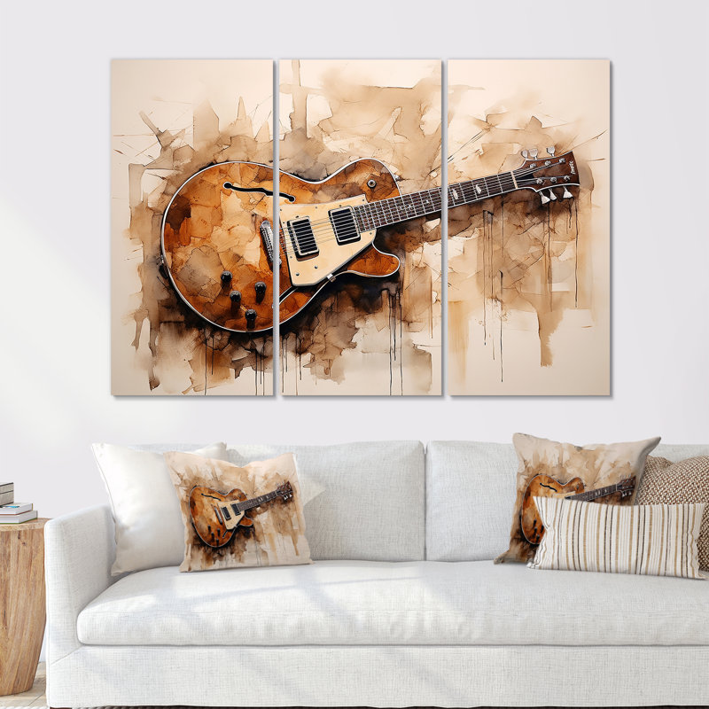 «Music Simplicity Earthy Brown III», ensemble de reproductions d'art mural musical, H 32 po x l 48 po x P 1 po
