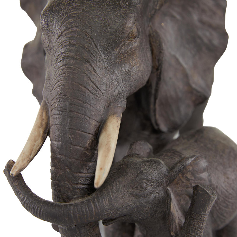 Mirrabooka Polystone Family Elephant Decorative Brown Sculpture