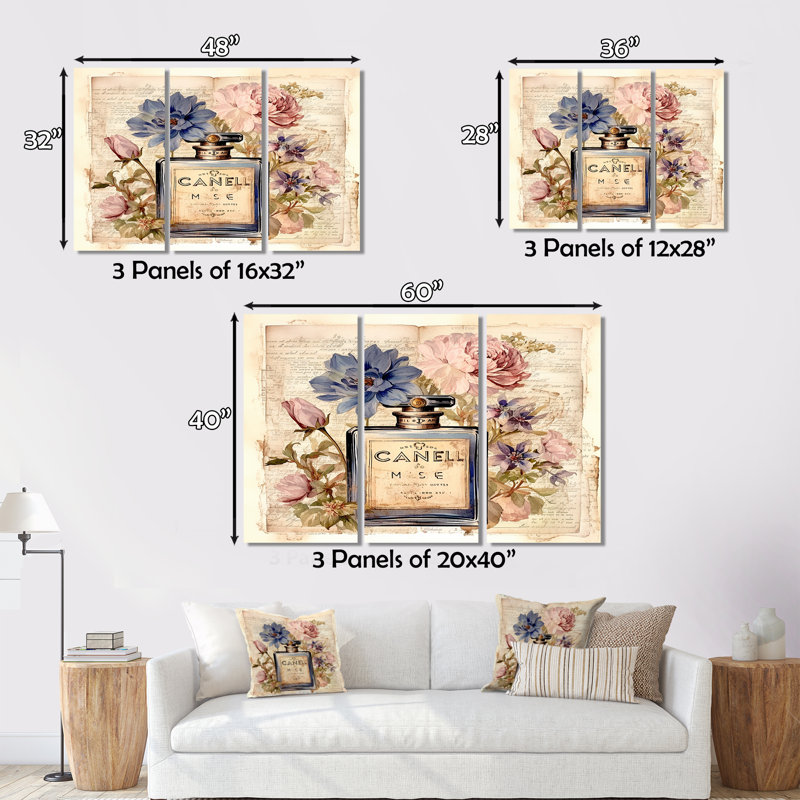 Chandlee - Perfumes, ensemble d'art sur toile, H 28 po x l 36 po x P 1 po