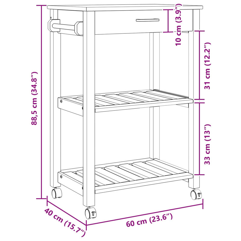 Solid Wood Bar Cart