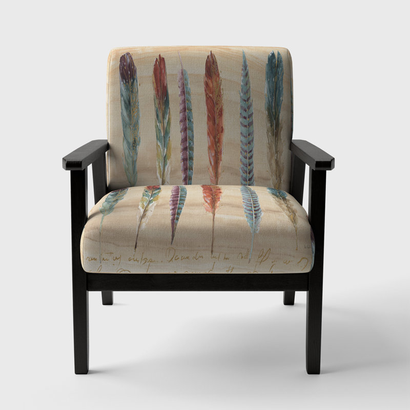 Heidebert - Feathers Cottage Family - Velvet Upholstered Lake House Accent Arm Chair, Black Square Arms