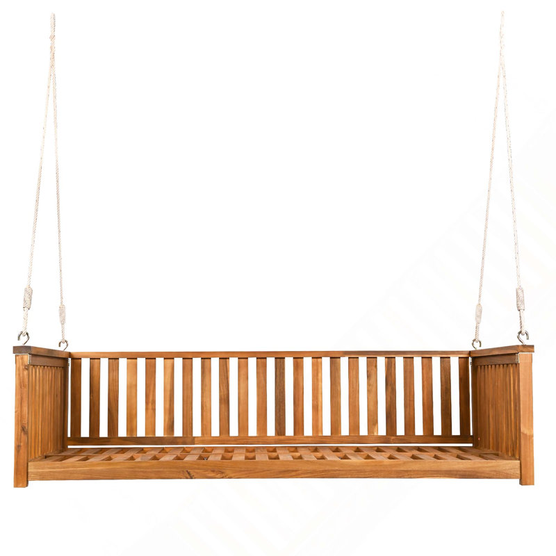 Balancelle de jardin simple en bois avec cordes pour la cour, Teak