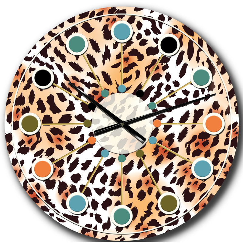 Horloge murale Leopard Fur Safari II - Mid-Century, Grand
