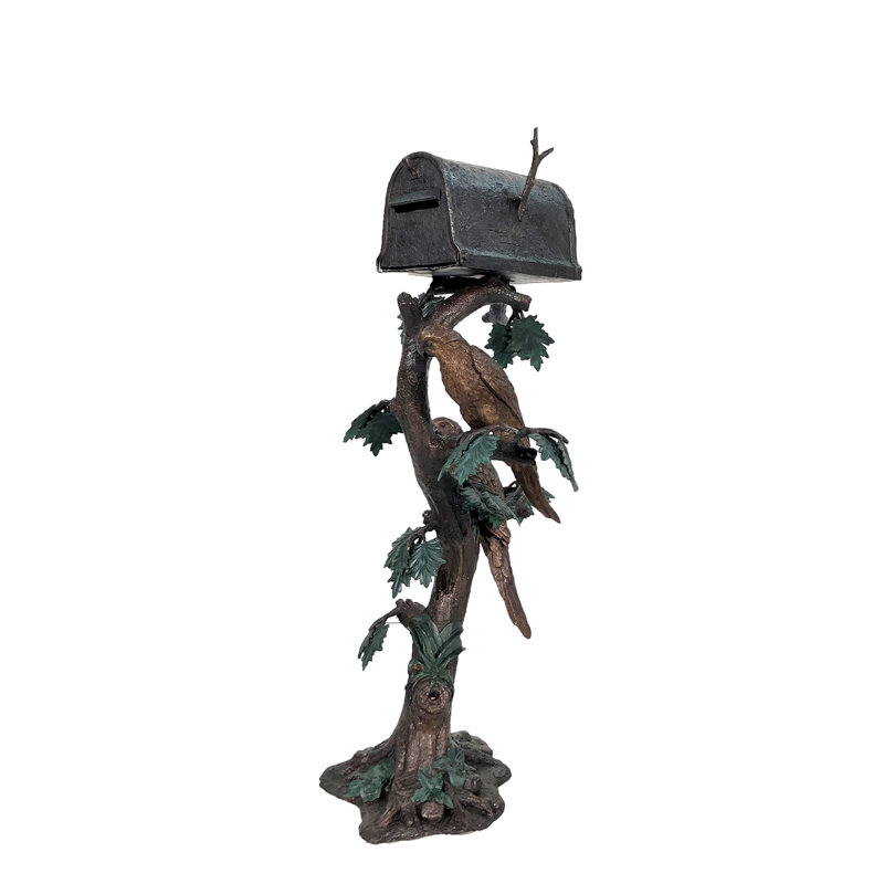 Bronze Parrot Mailbox Sculpture