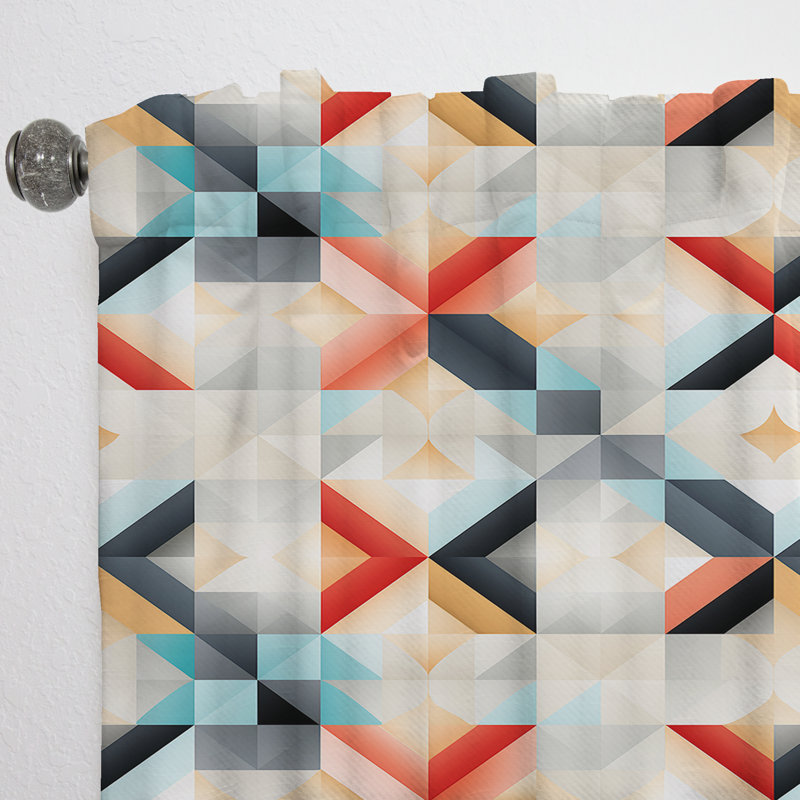 Red And Grey Lattices Geometric Matrix Grid - Abstract Geometric Room Darkening Curtain - 1 Panels, 52" W x 84" L