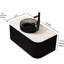 Meuble-lavabo de salle de bain 91 cm (36 po) avec lavabo rond en verre transparent noir, armoire suspendue murale, tiroir à rayures 3D, meuble-lavabo noir préassemblé, rangement par tiroir.