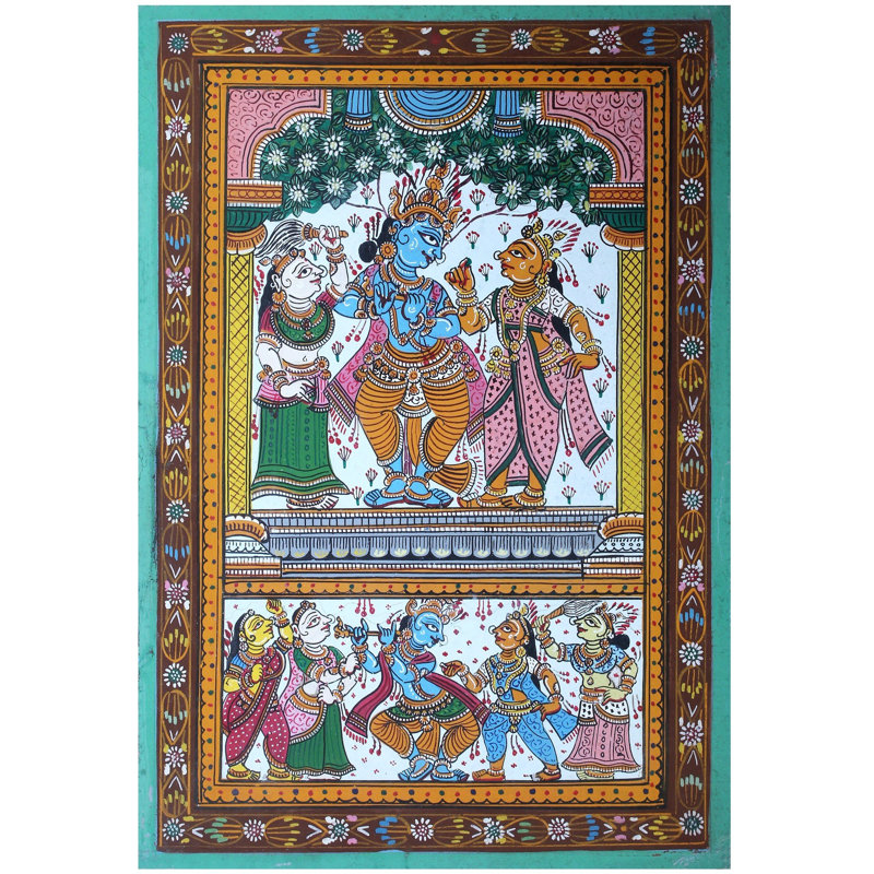 Lord Krishna avec Rukmini et Satyabhama