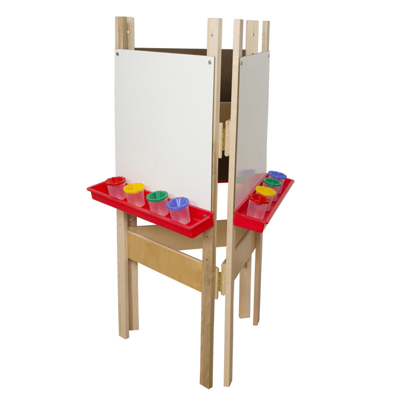 Maple and Plywood 3-Sided Adjustable Easel with Plastic Trays