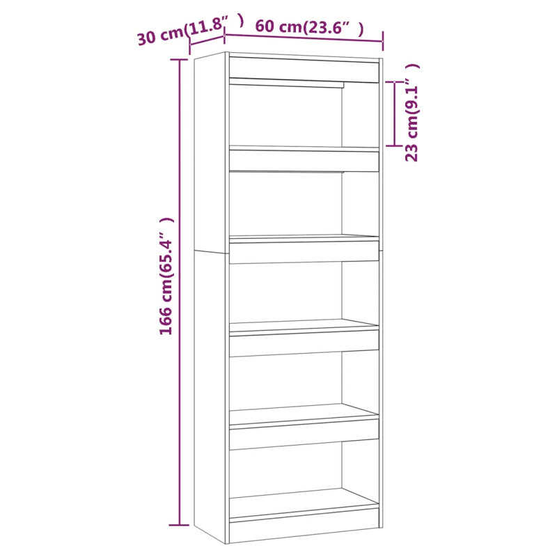 Gelt Bookcase, Sonoma Oak, 166cm H x 60cm W x 30cm D