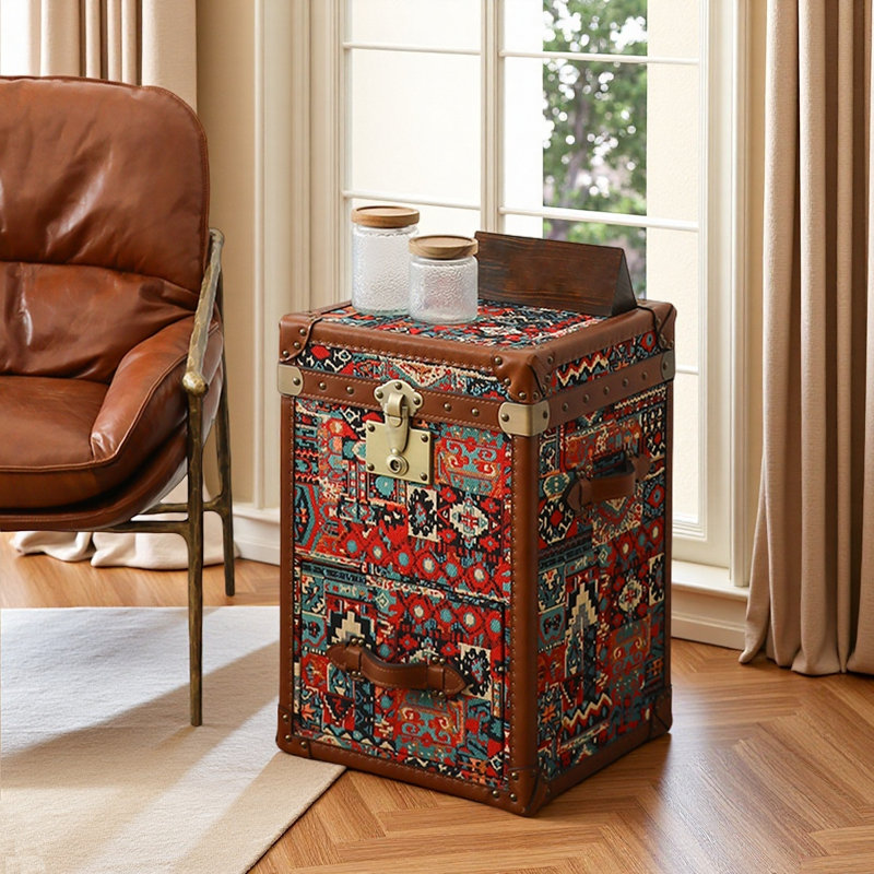 Small Bohemian - Style Premium Fabric Accent Trunk