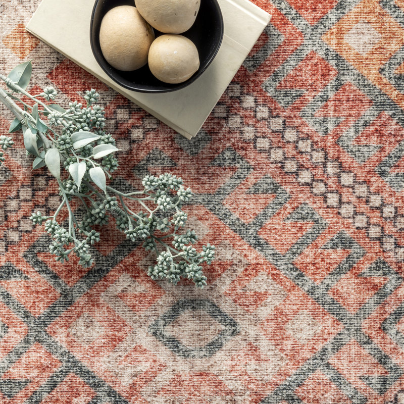 Serenity SpinClean Machine Washable Diamond Trellis Area Rug, Rectangle 8' x 10'