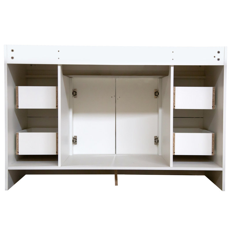 Meuble-lavabo de 48 po Wyndham, prêt à assembler, bois massif, blanc