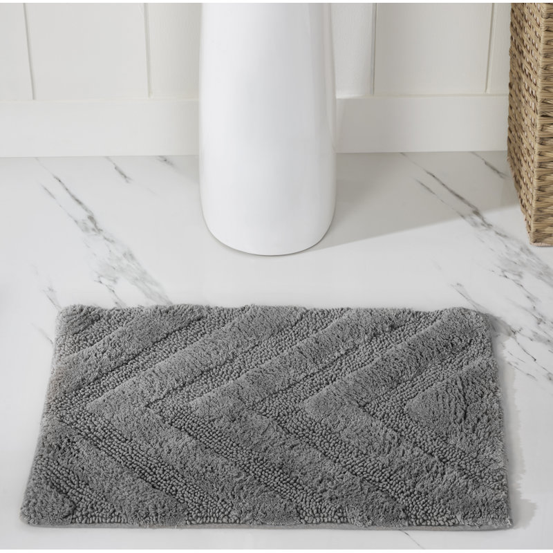 Tapis pour salle de bain 100% coton Branston 1990 GSM avec envers antidérapant Browton, Rectangle 17 po x 24 po, Gris