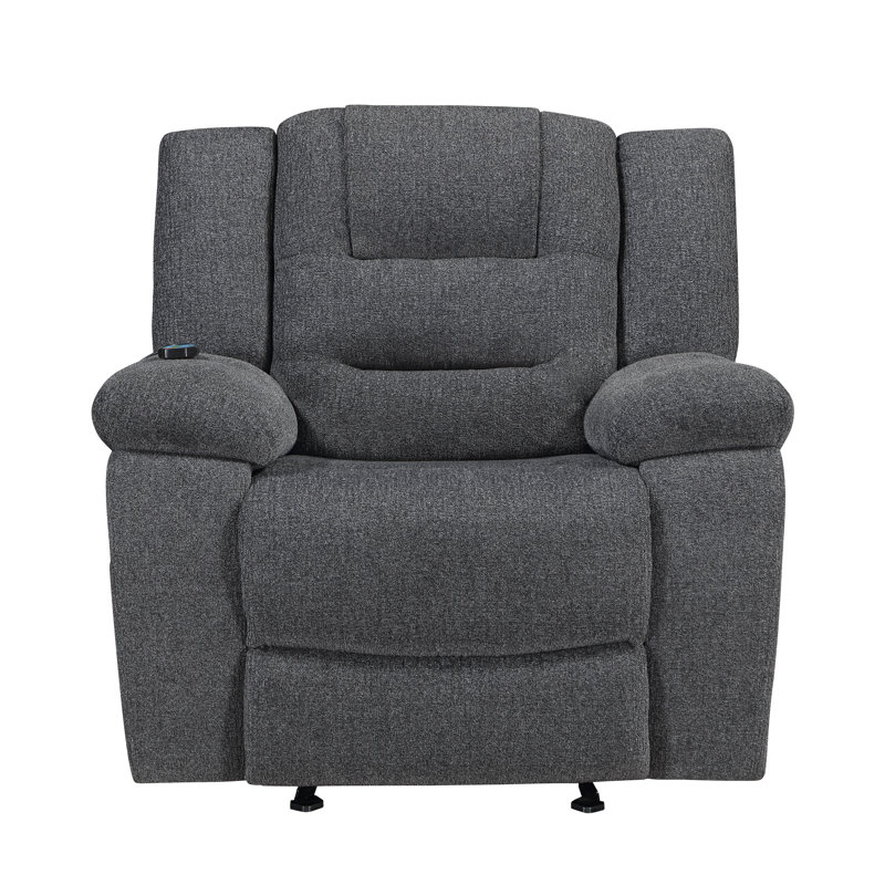 Hynes Chenille Glider Recliner, Dark Gray, Manual - Handle / Lever