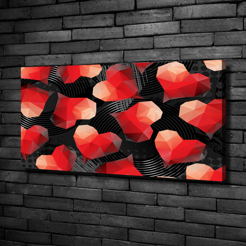 Geometric Hearts - Print, Canvas, 50cm H x 100cm W x 2cm D