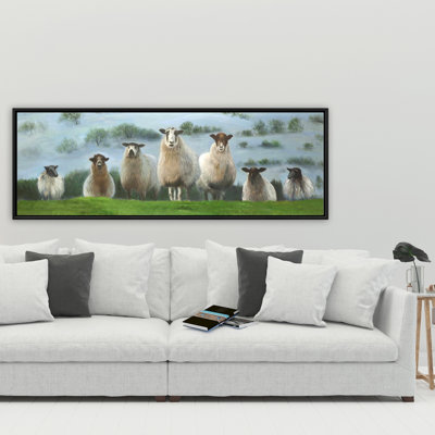 Flock of Sheep - Western Bedroom Framed Canvas Wall Art