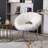 White Faux Fur Accent Chair - Elegant Style, Cushioned Seat, Metal Sled With Gold Finish, Floor Protection, Scratch- Upholstered Modern Glamour, Seat And Back, Frame, Protection