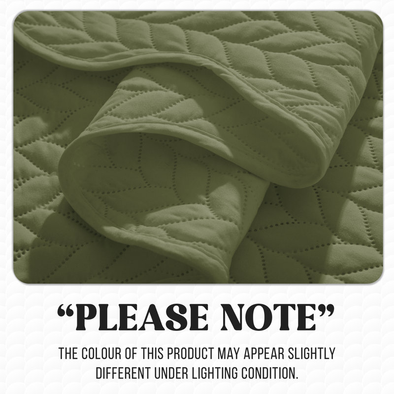 Microfiber Embossed Oversized Modern & Contemporary Bedspread Set With Shams, Twin Bedspread + 1 Pillowcase, Olive Green