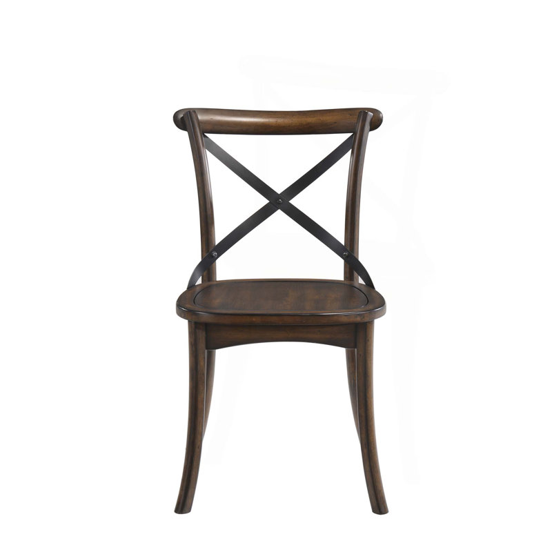 Chaise d'appoint en chêne foncé et finition noire en métal, ensemble de 2