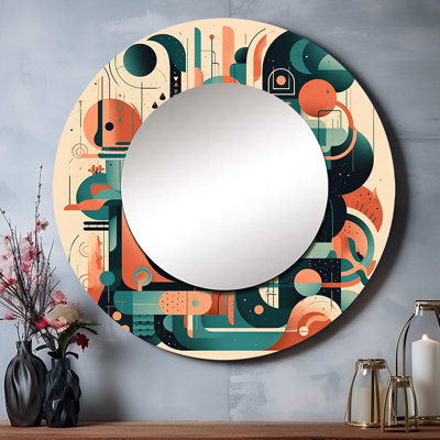 Colors of Progress II - Miroir rond moderne de style Mid-Century_MTMIR61699