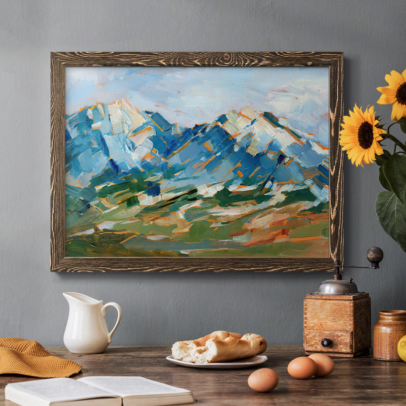 "Blue Mountain Peaks I", impression sur toile par J Paul, Cadre photo simple noyer, H 14 po x l 20 po x P 1,5 po